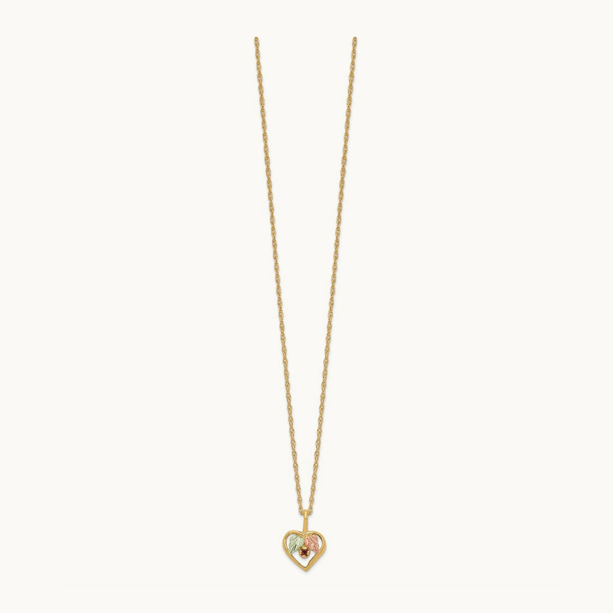 Black Hills Gold Heart Garnet Necklace