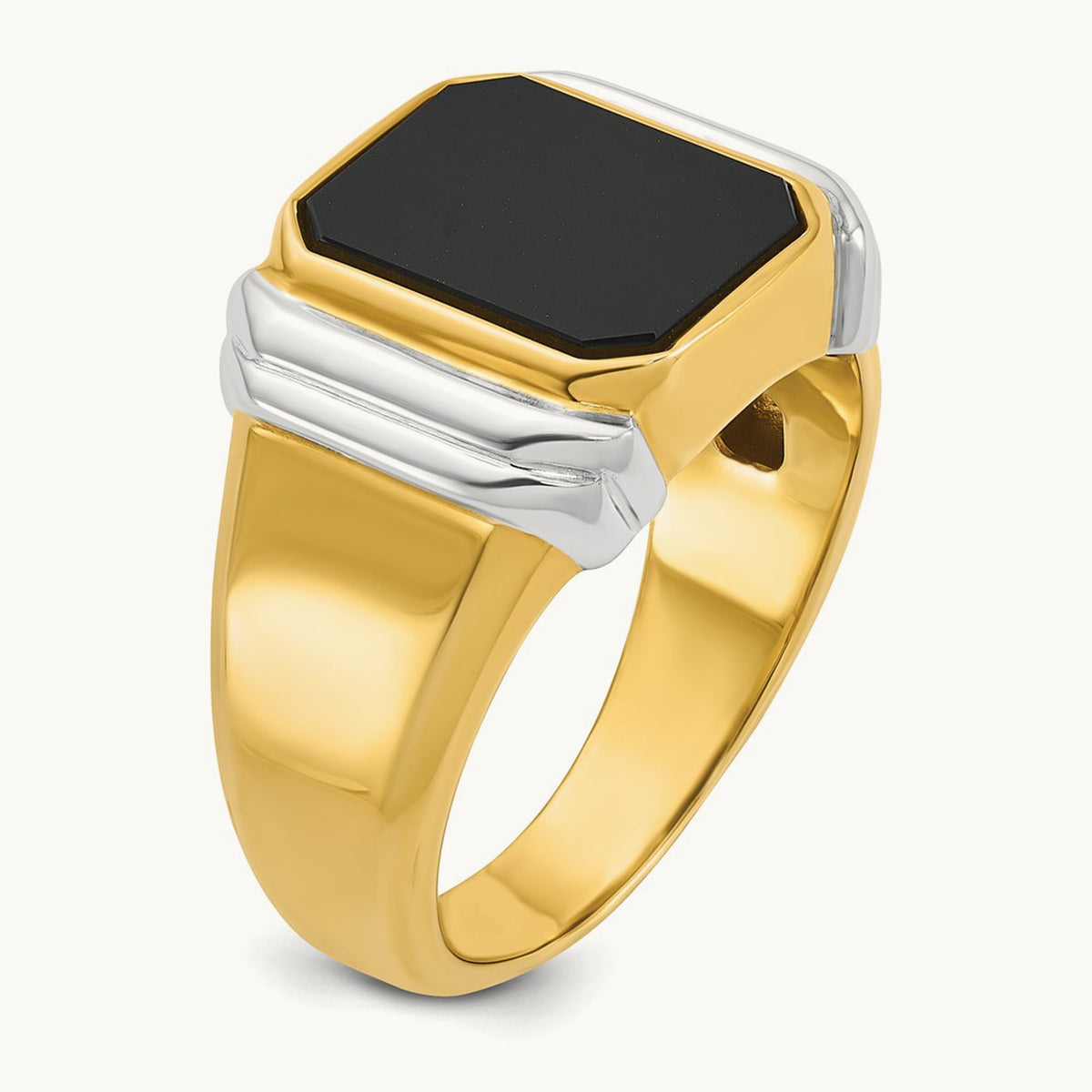 IBGoodman Men's Onyx Complete Ring, 14K Two-tone