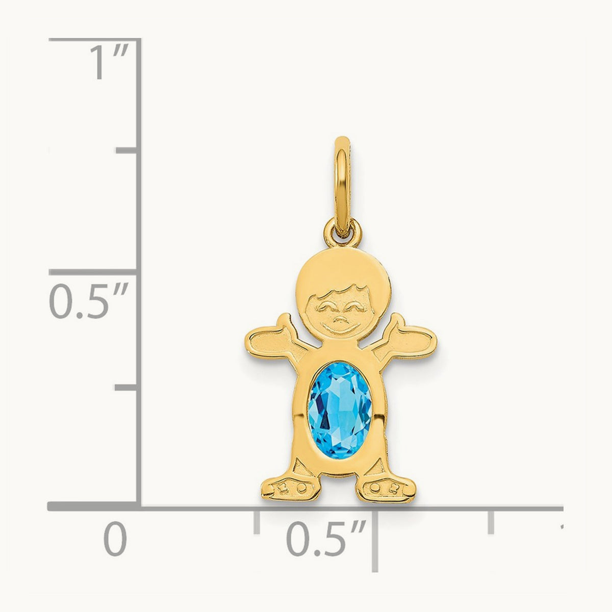 Boy 6x4 Oval Genuine Blue Topaz-December — 14K Yellow Gold