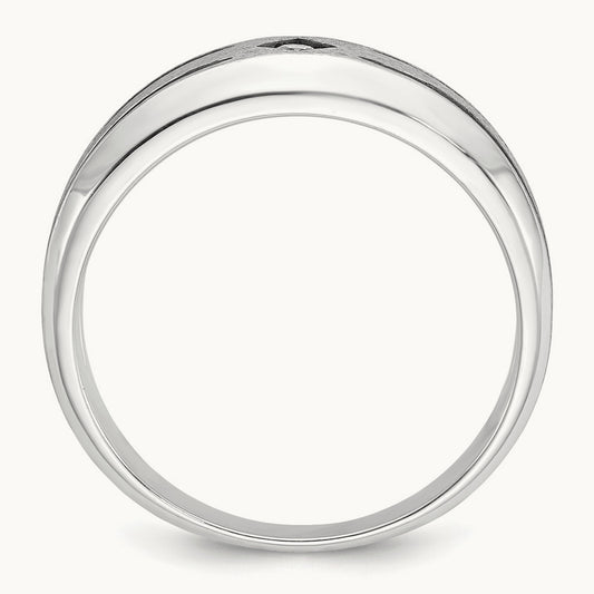 Men's w/Black Rhod Satin Diamond Complete Ring — IBGoodman — photo set