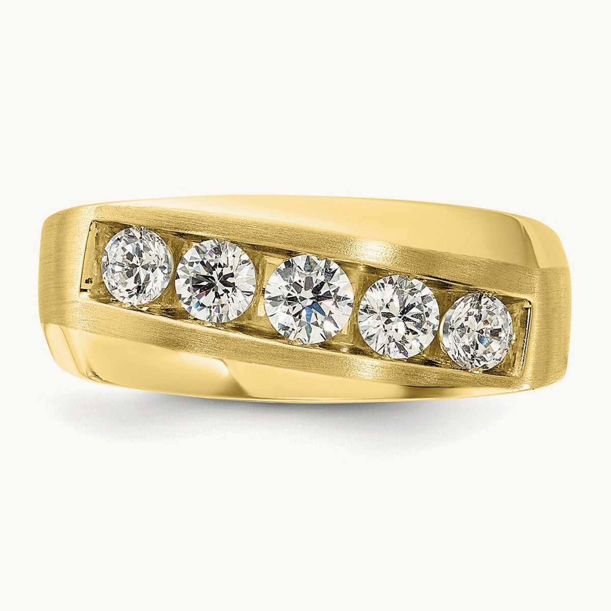 5 Stone Men's Ring, 1.00 ct tw Lab-Grown Diamond — 10K Yellow Gold