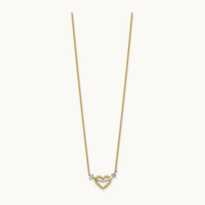 w/Rhodium Diamond-cut Heart & Arrow Necklace, 14K
