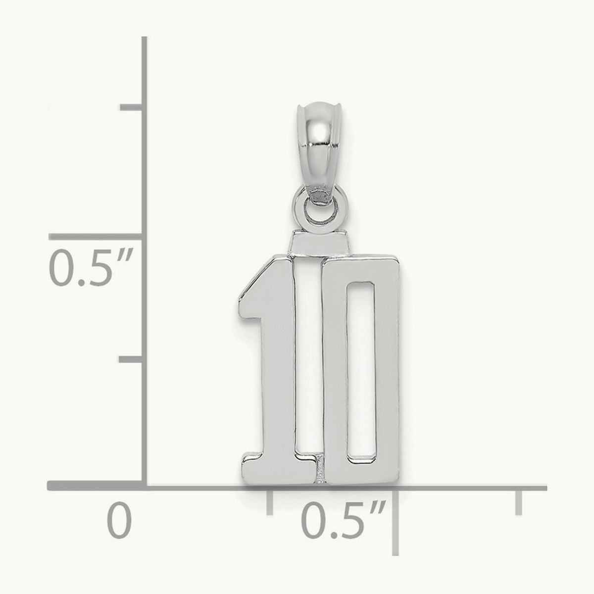 Polished Number 10 Pendant — 14K White Gold
