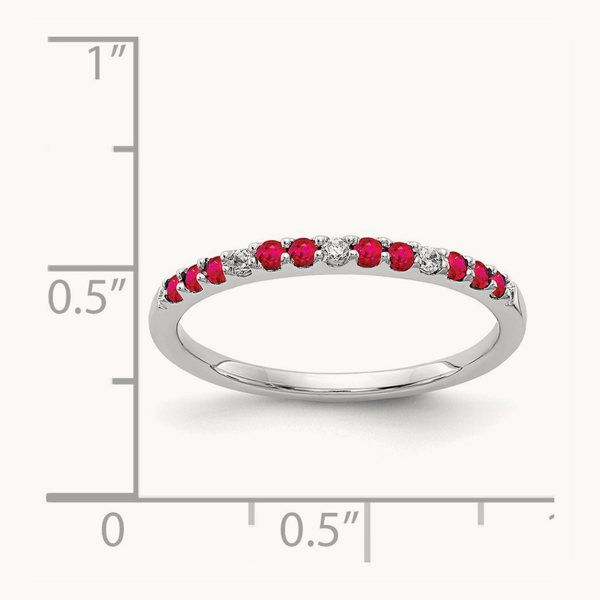 Diamond and Ruby Band, 14K White Gold