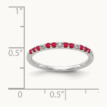 Diamond and Ruby Band, 14K White Gold