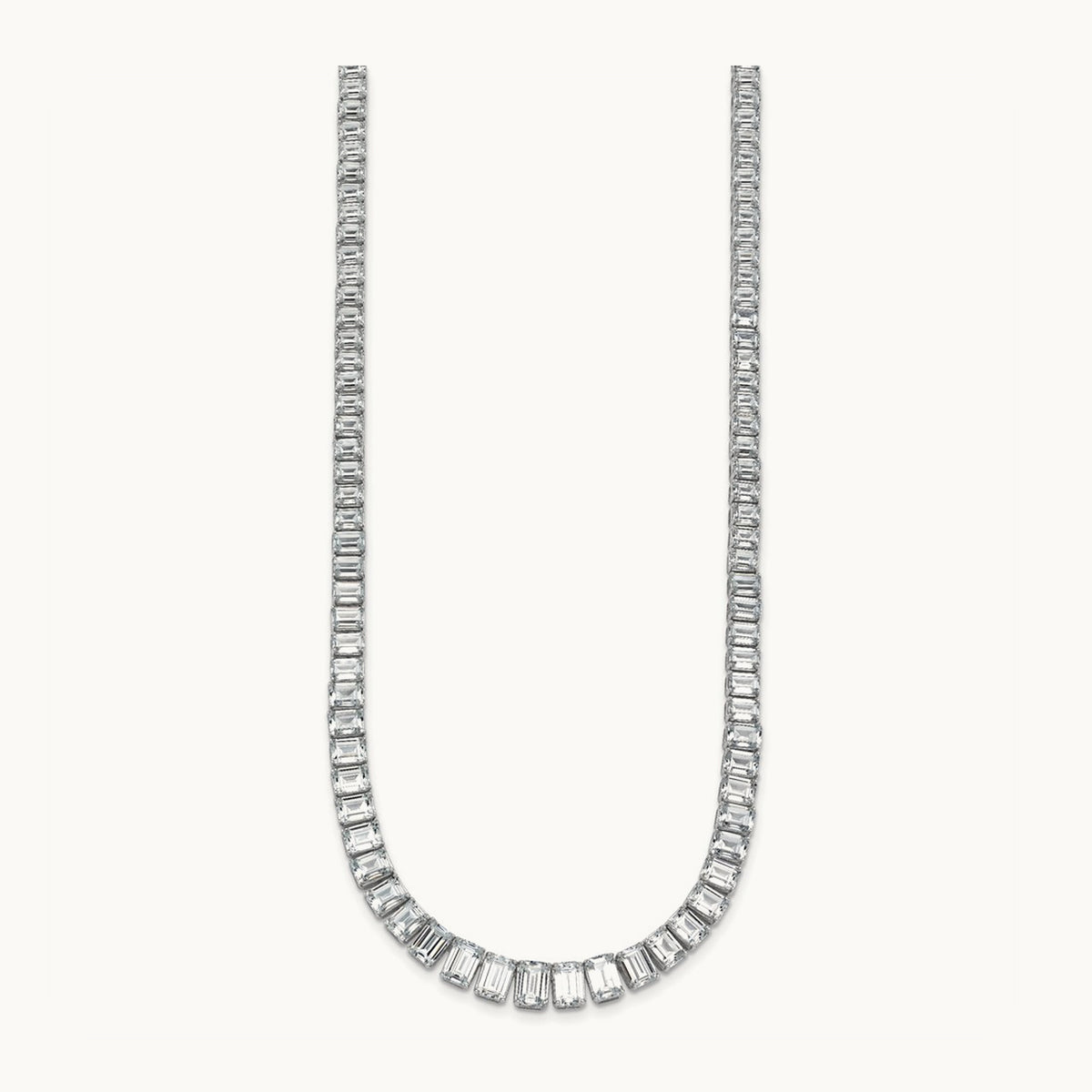 Emerald Graduated Tennis Necklace, 29.25 ct tw Lab-Grown Diamond