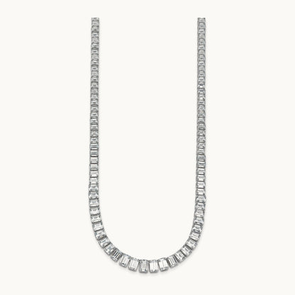 Emerald Graduated Tennis Necklace, 29.25 ct tw Lab-Grown Diamond