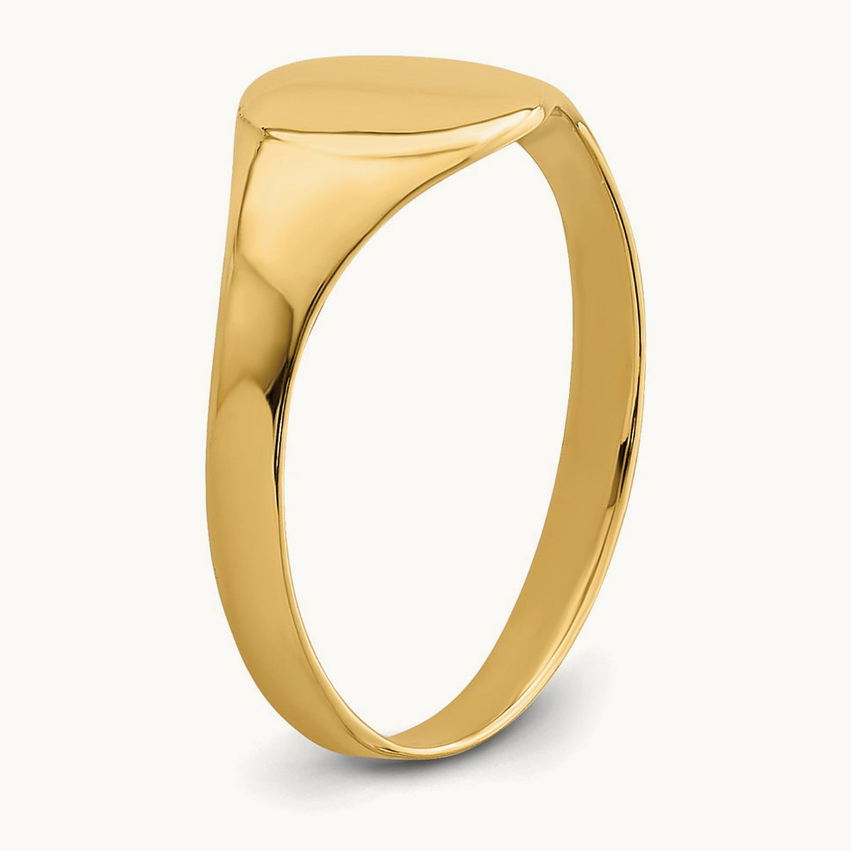 High Polished Oval Closed Back Baby Signet Ring, 14K