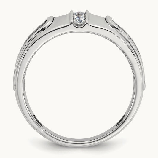 IBGoodman Men's w/Black Rhodium Diamond Complete Ring, 14K White Gold
