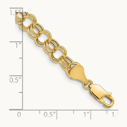 Hollow Double Link Charm Bracelet, 14K