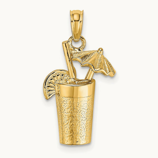 Cocktail Drink with Umbrella Charm — 17.9mm