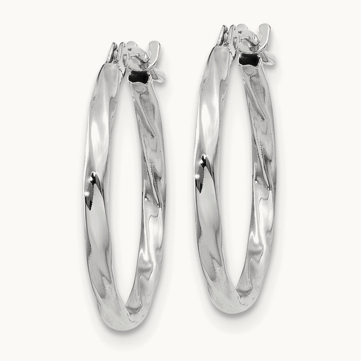 Twisted Hoop Earrings — 14K White Gold, 14mm