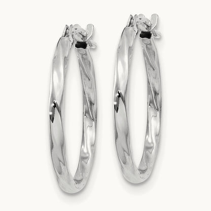 Twisted Hoop Earrings — 14K White Gold, 14mm