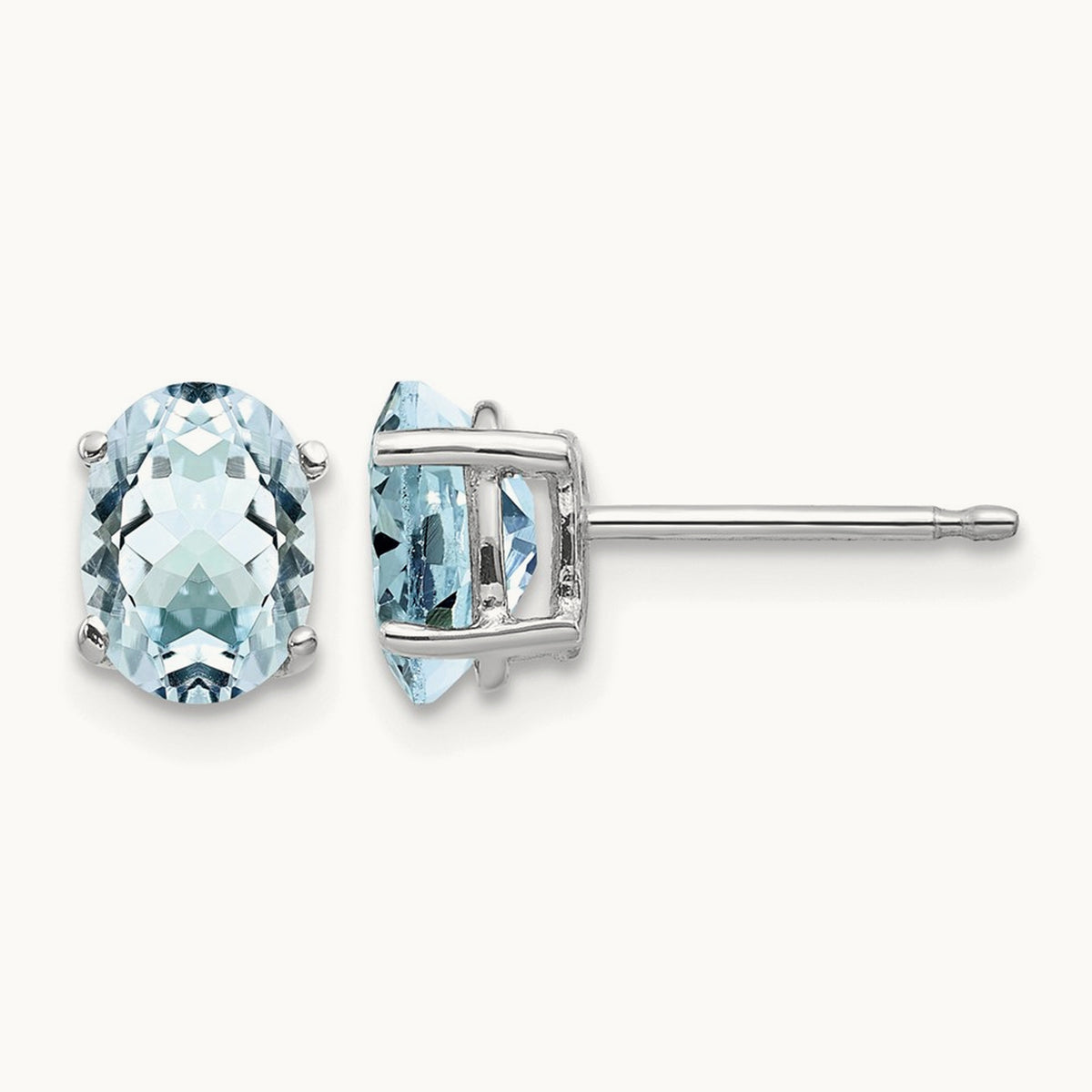 Aquamarine Earrings, 14K White Gold