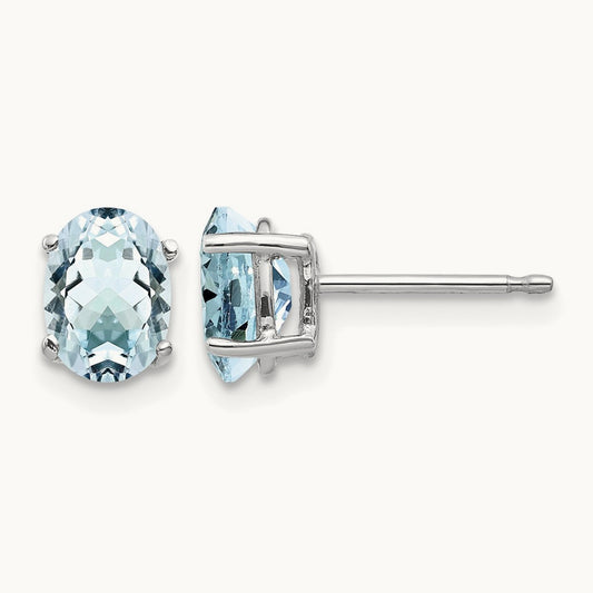 Aquamarine Earrings, 14K White Gold