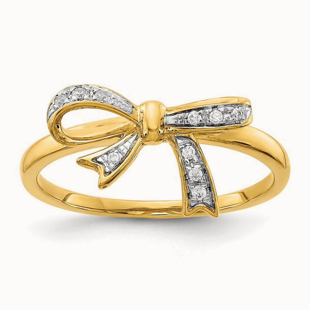 Diamond Bow Ring — 14K Two-Tone Gold