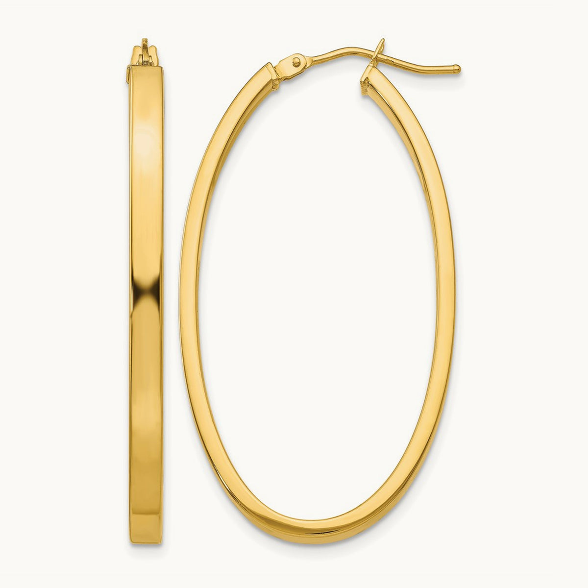 Polished Oval Hoop Earrings — 3mm