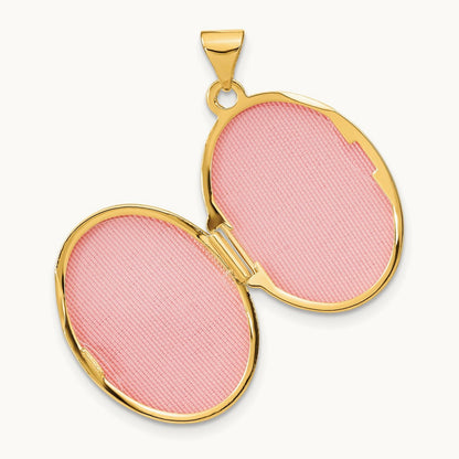 Brushed Diamond Star Oval Locket — 14K Two-Tone Gold