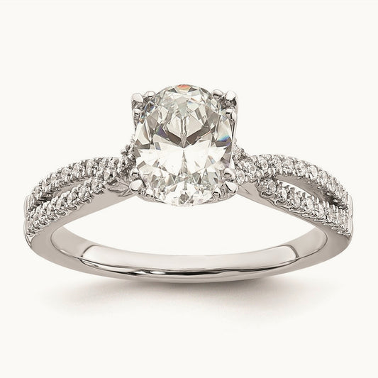 Criss-Cross Oval Semi-Mount Engagement Ring — 1/2 ct, 7