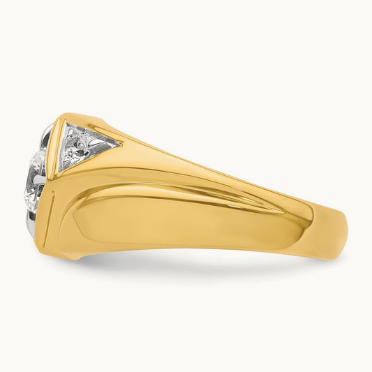 With RH Polished/Satin Men's Ring, 0.75 ct tw Lab-Grown Diamond