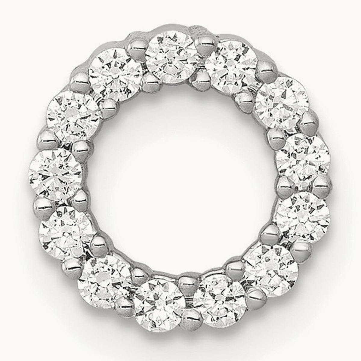 Diamond Circle Chain Slide — 14K White Gold, 14.8mm