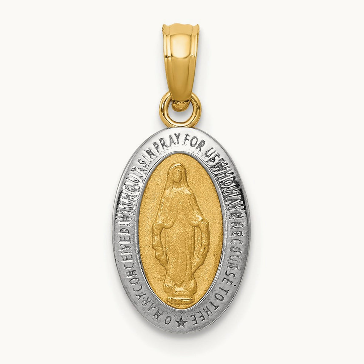 Miraculous Medal Charm — 14K Two-Tone Gold, 19.25mm