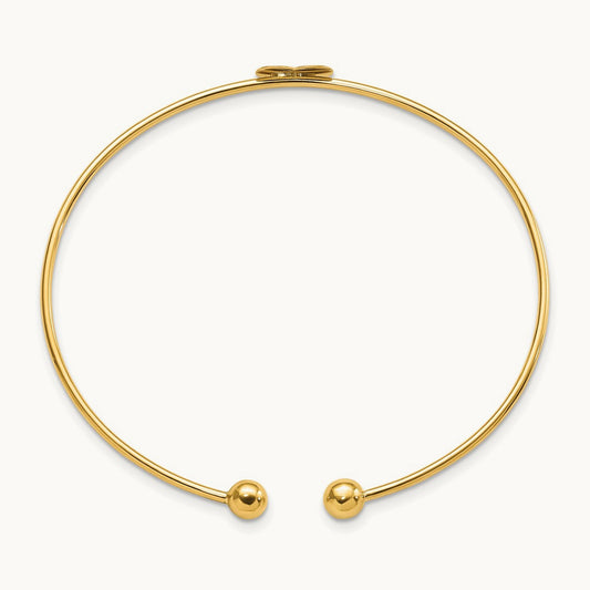 Polished Heart Flexible Bangle, 14K