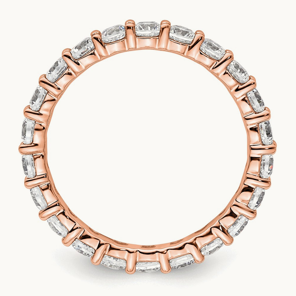 Polished Shared Prong 2ct Diamond Eternity Band, 14K Gold in 14K Rose Gold