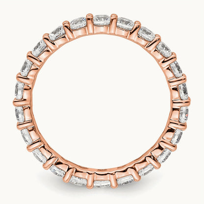 Polished Shared Prong 2ct Diamond Eternity Band, 14K Gold in 14K Rose Gold