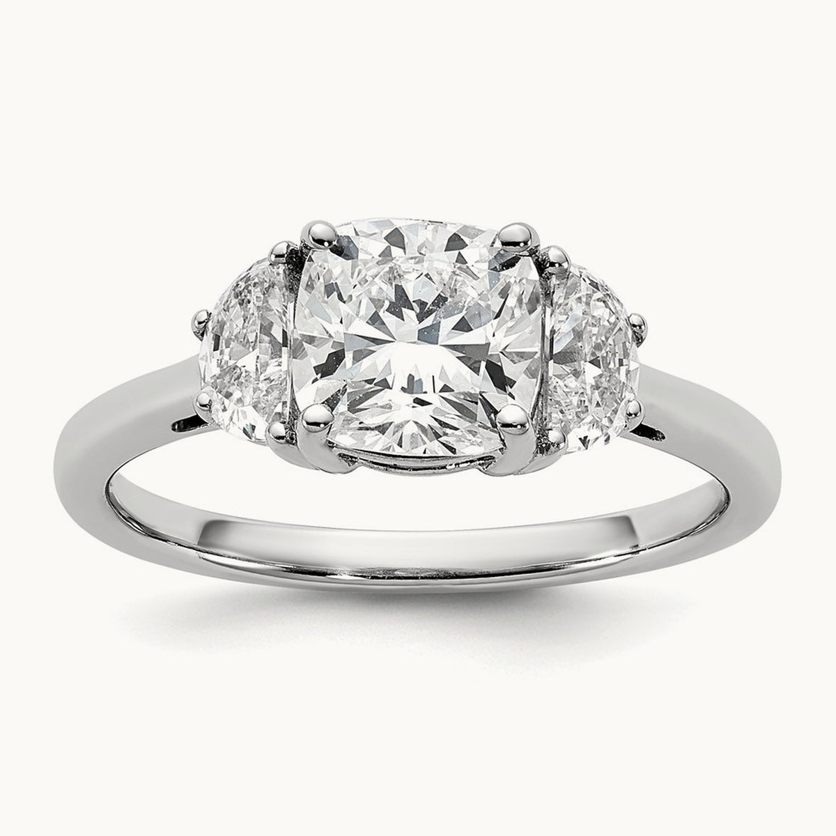 Half Moon & Cushion Semi-Mount Engagement Ring, 0.25-1.00 ct tw Lab-Grown Diamond — 1/2 ct, 14K White Gold
