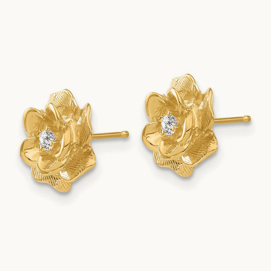 Flower Post Earrings, 0.05 ct tw Lab-Grown Diamond