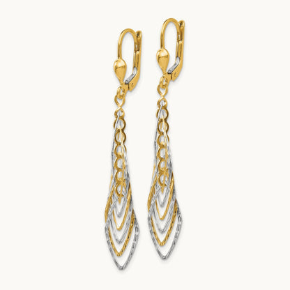 Polished Diamond-cut Dangle Leverback Earrings — photo set