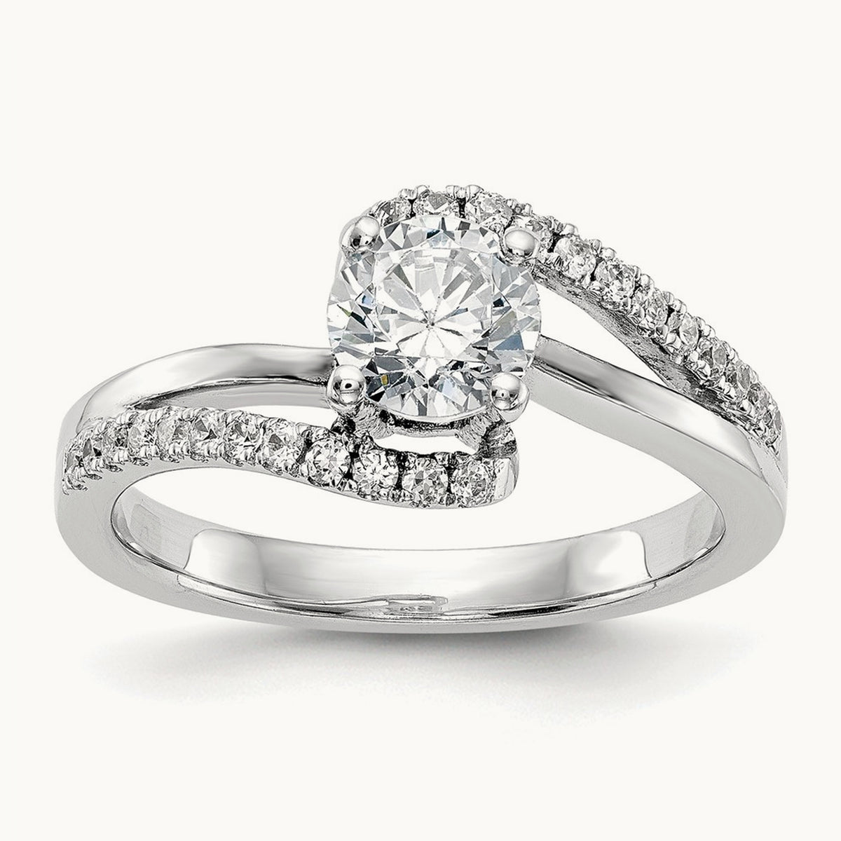 Round Semi-Mount Bypass Engagement Ring — 2/7 ct, 7