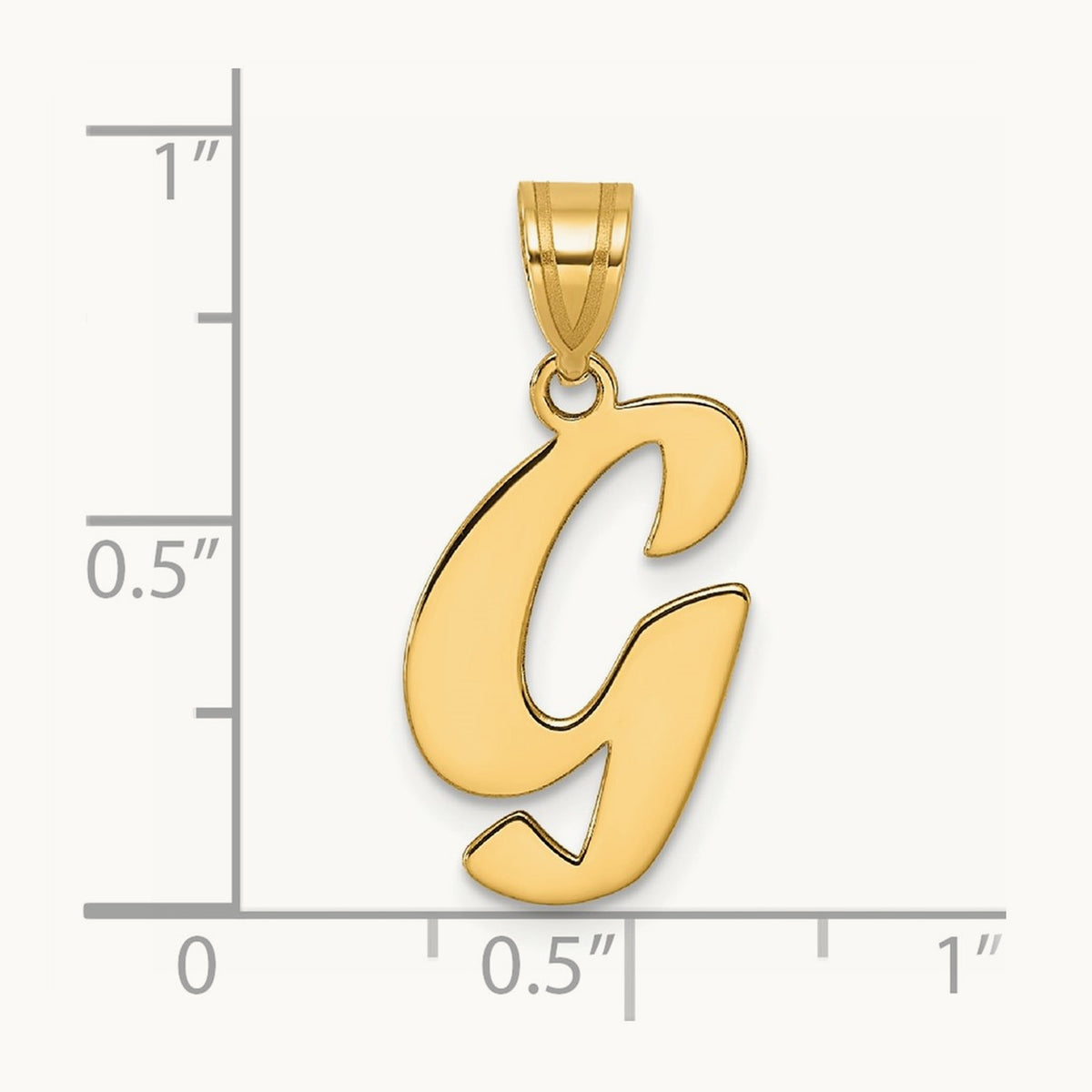 Polished Script Initial Pendant — 14K Yellow Gold, G
