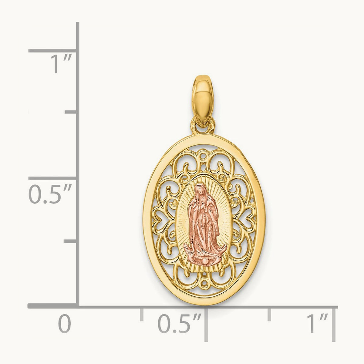 Our Lady of Guadalupe Pendant, 14K Two-tone