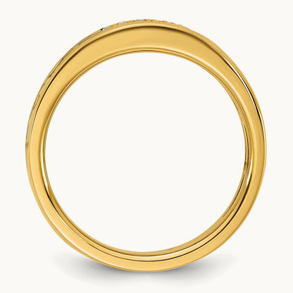 Antiqued IB Goodman Scroll Mens Complete 1/5ct Diamond Ring, 14K Yellow Gold
