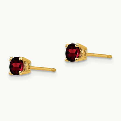 Garnet Earrings, 4mm, 14K