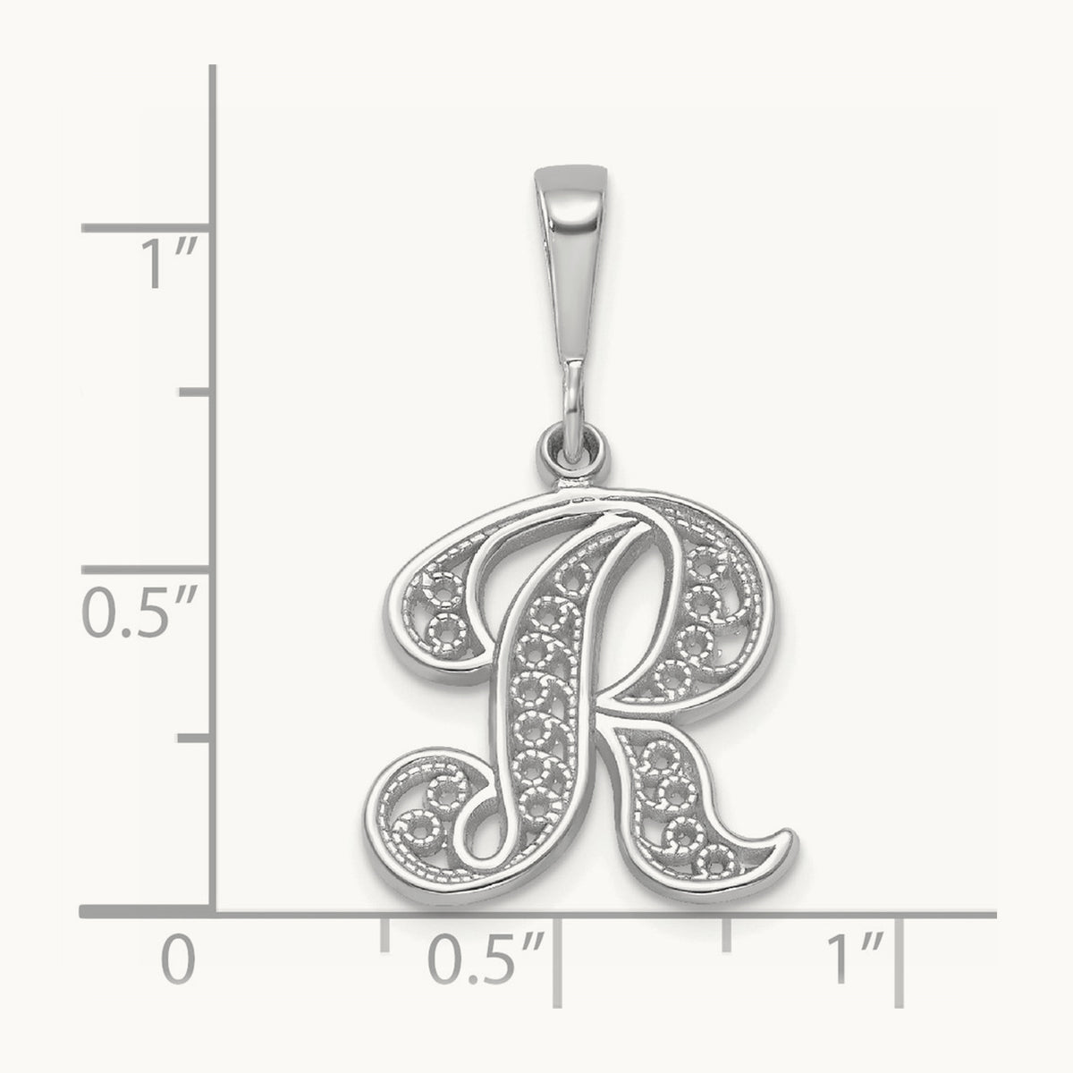 Solid Polished Script Filigree Initial Pendant — R