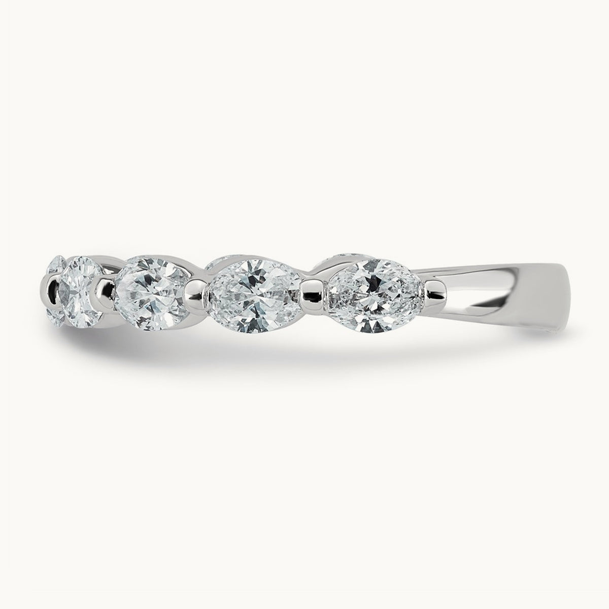 Oval Shape Stones Wedding Band, 1.25-1.75 ct tw Lab-Grown Diamond — 1 1/5 ct, 14K White Gold