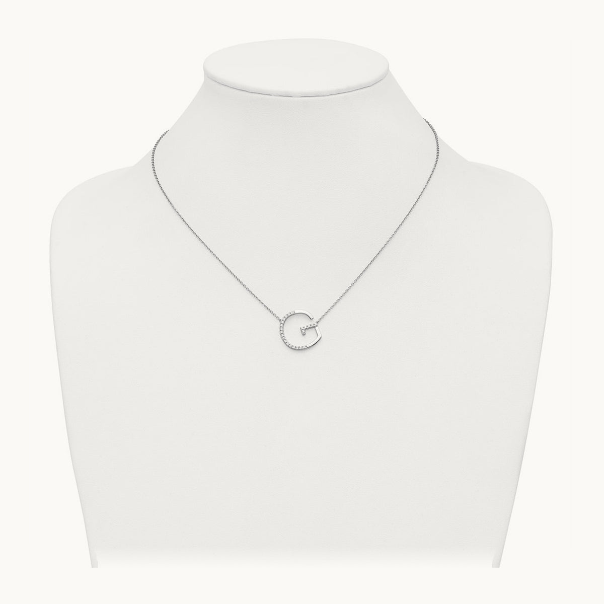 Sideways Diamond Necklace — 14K White Gold, G