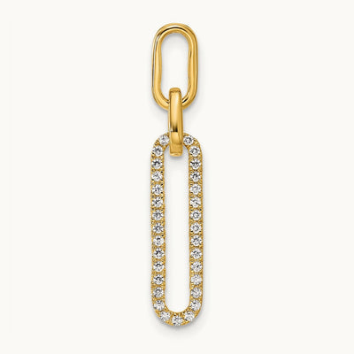 Polished Diamond Paperclip Link Pendant, 14K