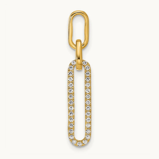 Polished Diamond Paperclip Link Pendant, 14K