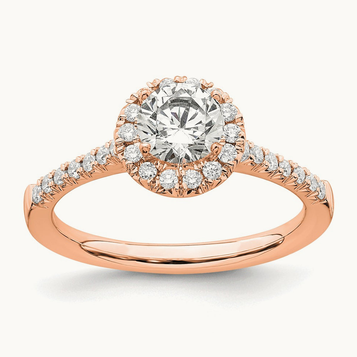Halo Engagement Ring, 0.75 ct tw Lab-Grown Diamond — 14K Rose Gold