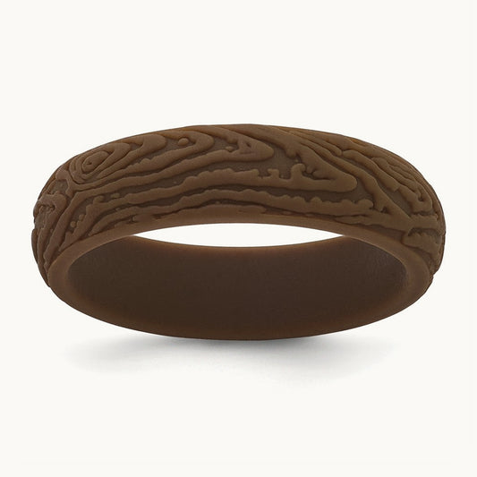 Silicone Brown 5.70mm Wood Grain Pattern Band