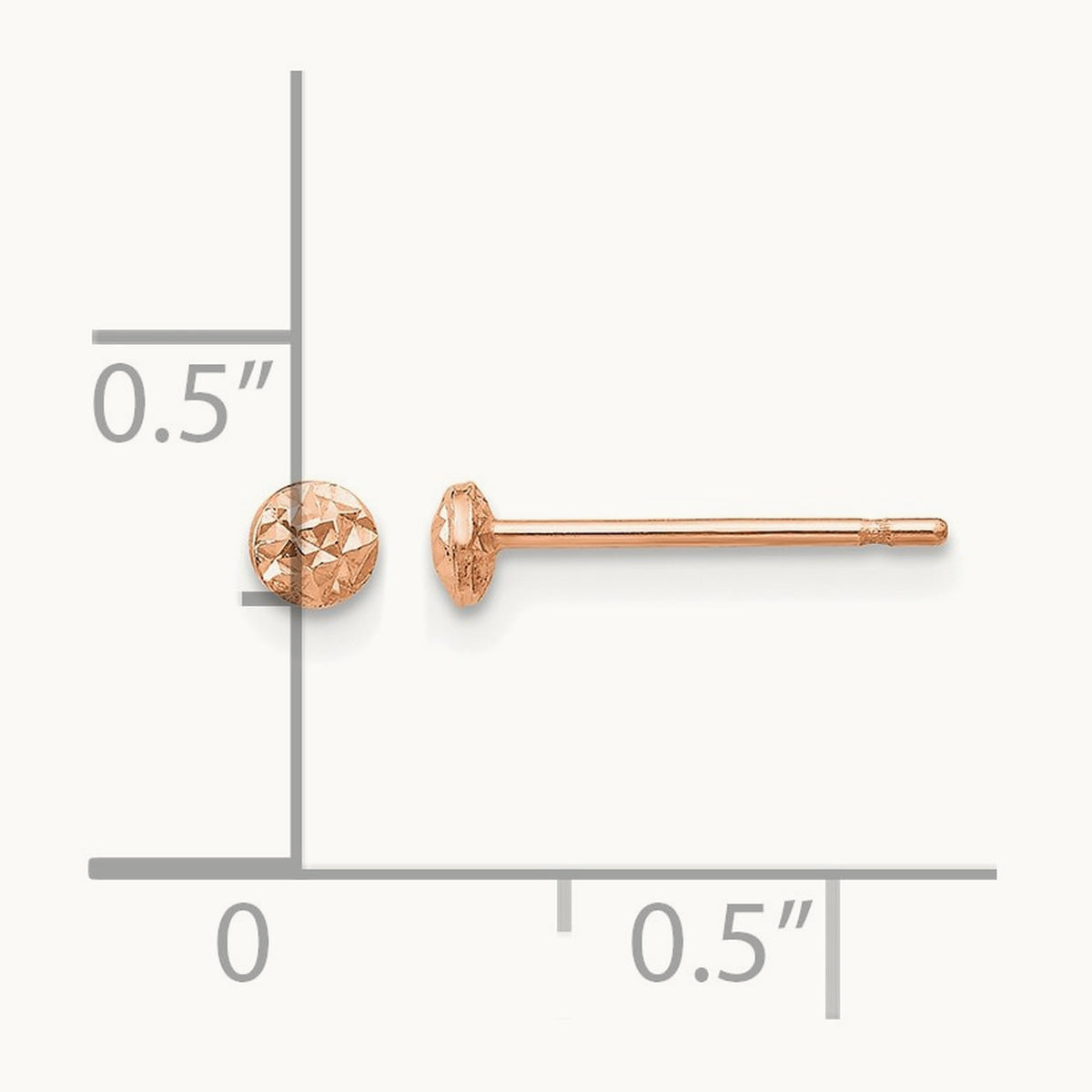 Puff Circle Stud Earrings — 14K Rose Gold, 3mm