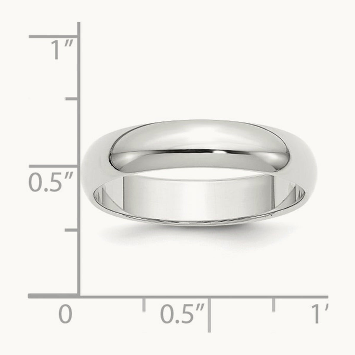 Half Round Band, 5mm, 10K White Gold