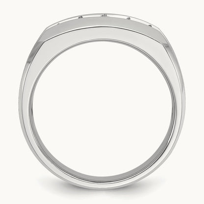 IBGoodman Men's Polished & Satin 5-Stone Diamond Ring, 14K White Gold