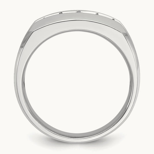 IBGoodman Men's Polished & Satin 5-Stone Diamond Ring, 14K White Gold