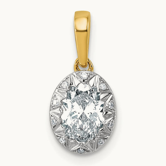 With Rhodium Oval Center Pendant, 1.00 ct tw Lab-Grown Diamond