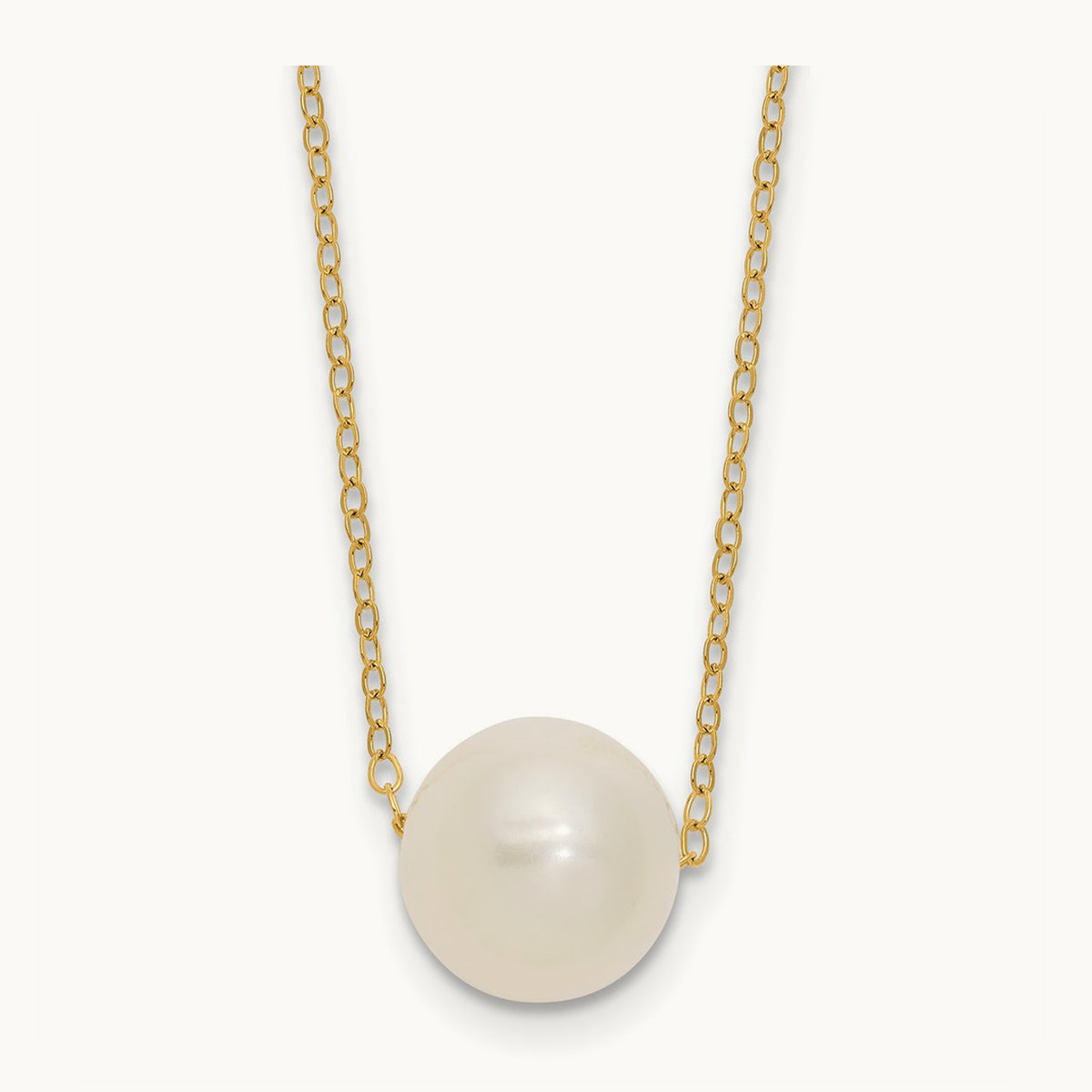 10- White Semi-Round Freshwater Cultured Pearl 17 in Cable Necklace, 11mm, 14K